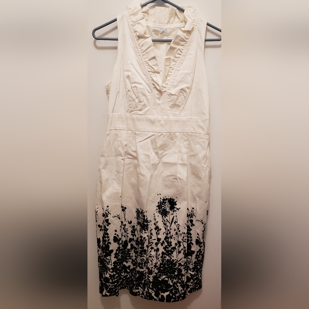 London Times White and Black Floral Sleeveless Dress Size 6